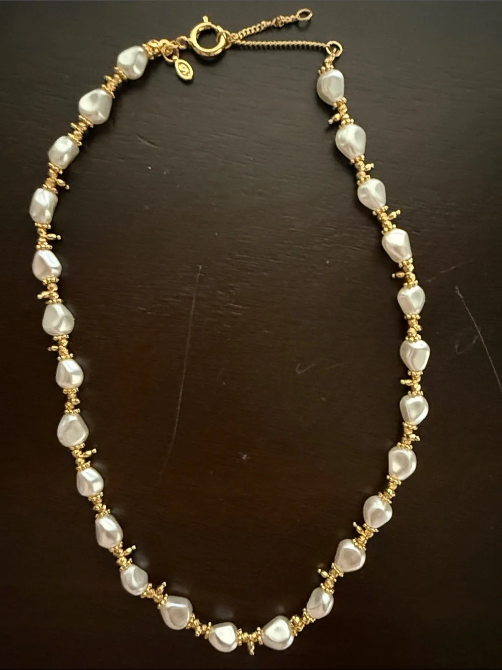 NWOT sezane Pearl Bead Necklace in Cream and Gold